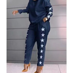 Navy Star Print Pantsuit